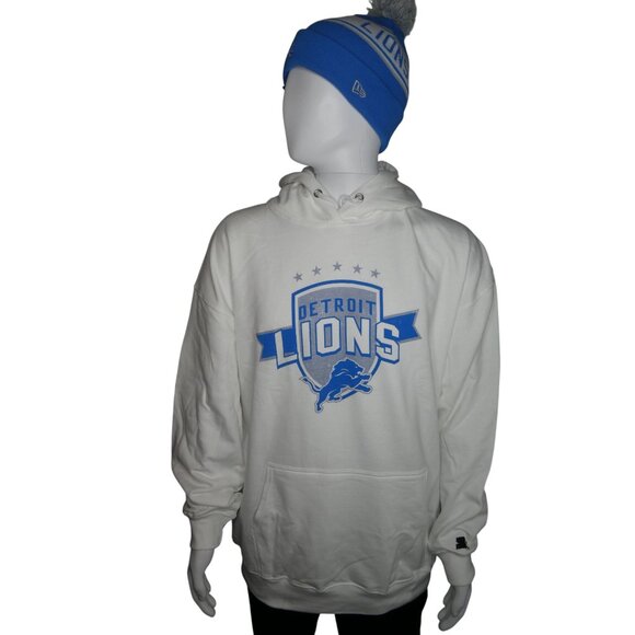 Starter NFL Team Apparel Detroit Lions Men's White Pullover Hoodie‎ Size XXL - Picture 1 of 16